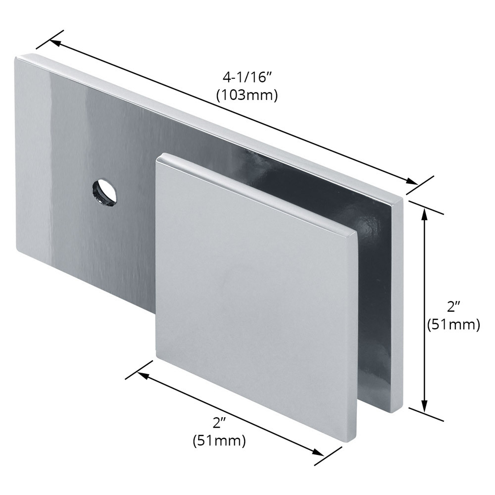 B Square Inline Square 180-Degree Glass-to-Wall