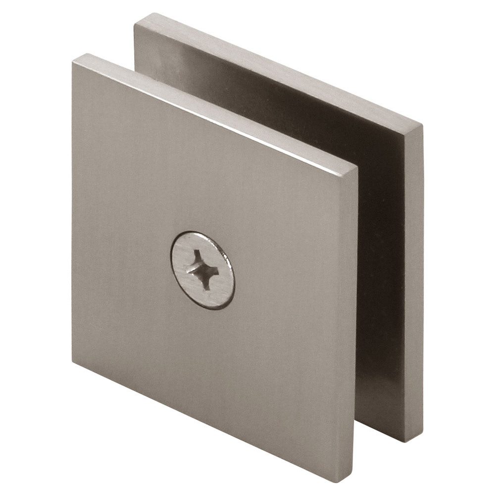 Brushed Nickel Square Wall Mount Hole-In-Glass Clamp