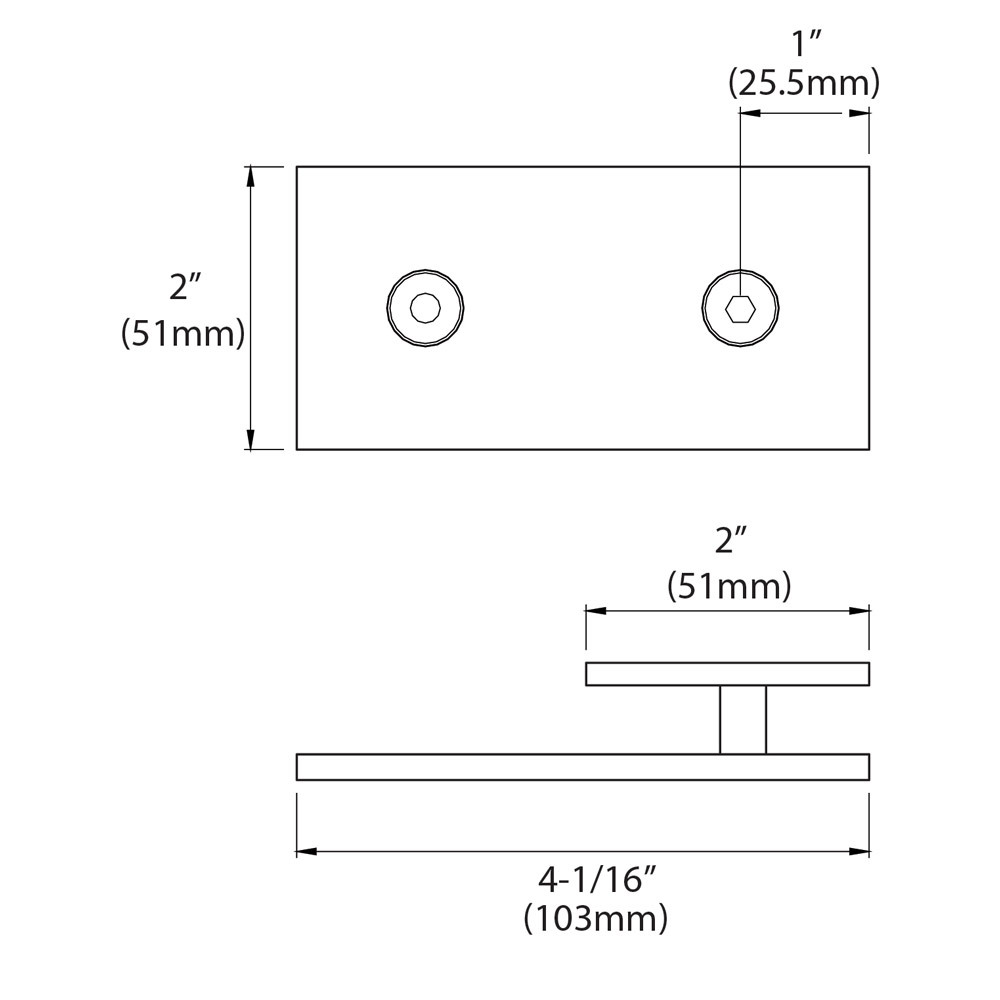 B Square Inline Square 180-Degree Glass-to-Wall