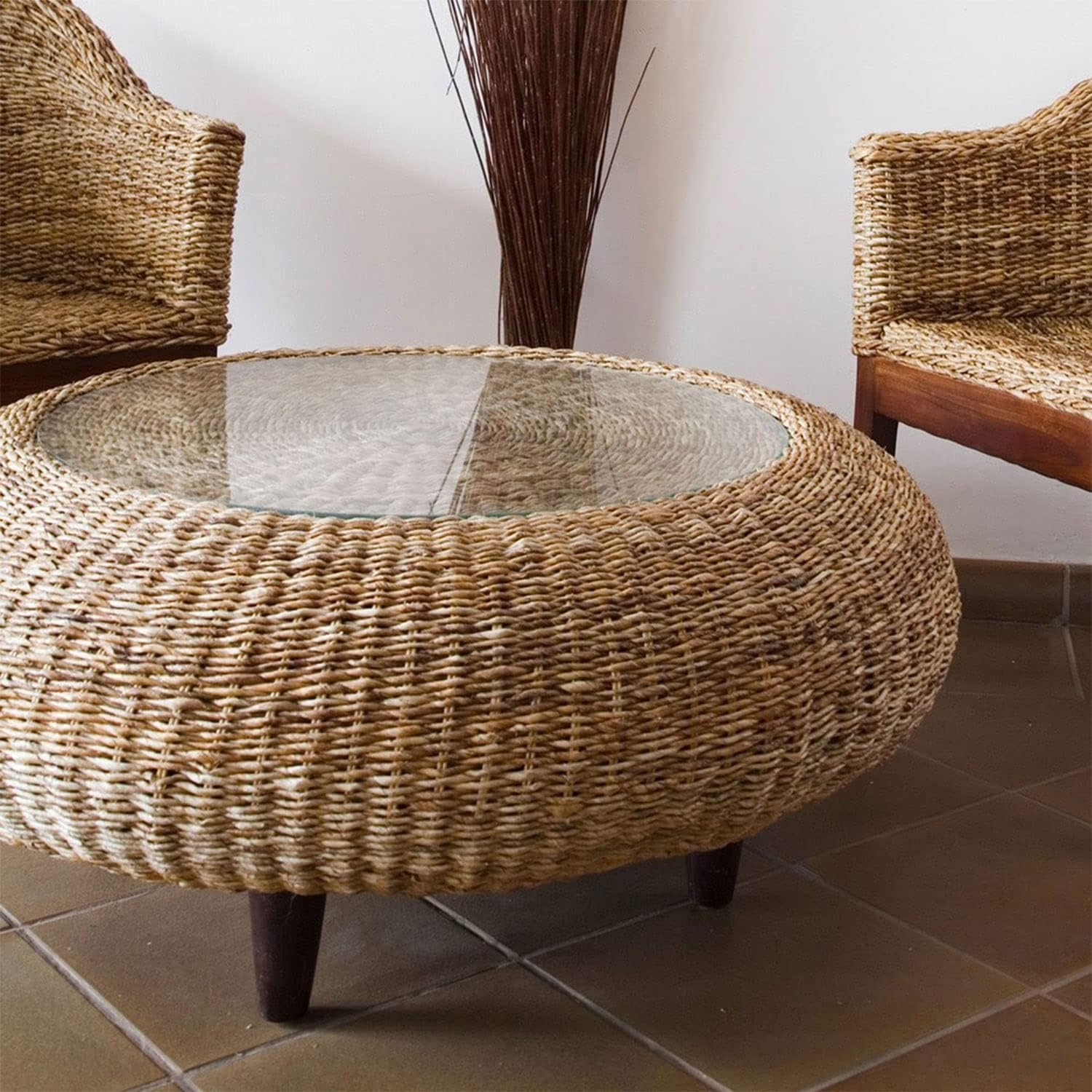 48" Round Glass Table Top with Umbrella Hole - 1/4