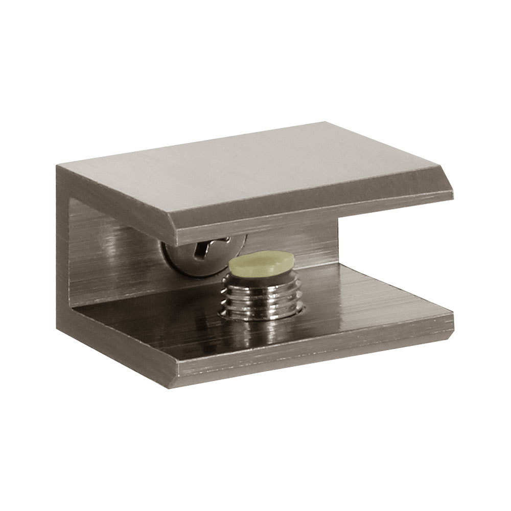 Square Brushed Nickel Square Glass Shelf Bracket for 5/16" to 3/8